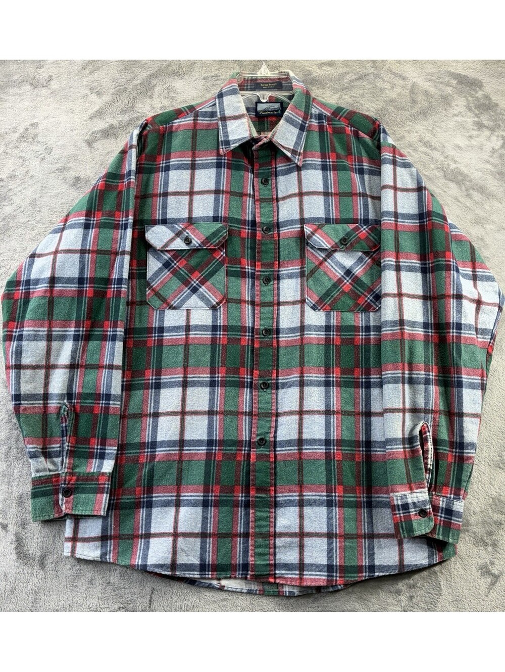 VTG 1989 Fieldmaster Perma-Prest Mens Flannel Button Shirt XL Tall Tartan Plaid